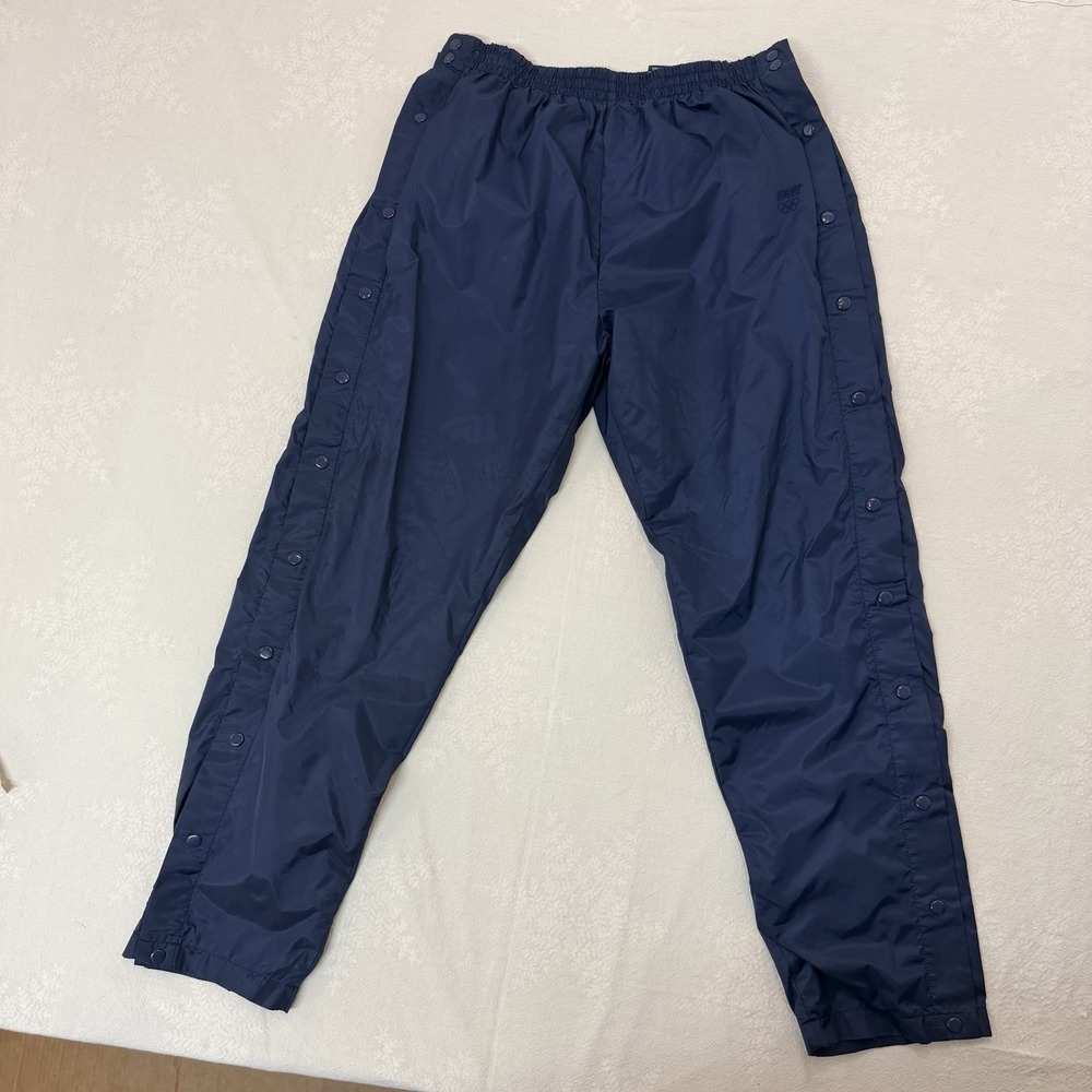 Vintage 90s USA Olympic Tearaway Pants Mens L 36-38 Navy Snap JCPenney Barcelona